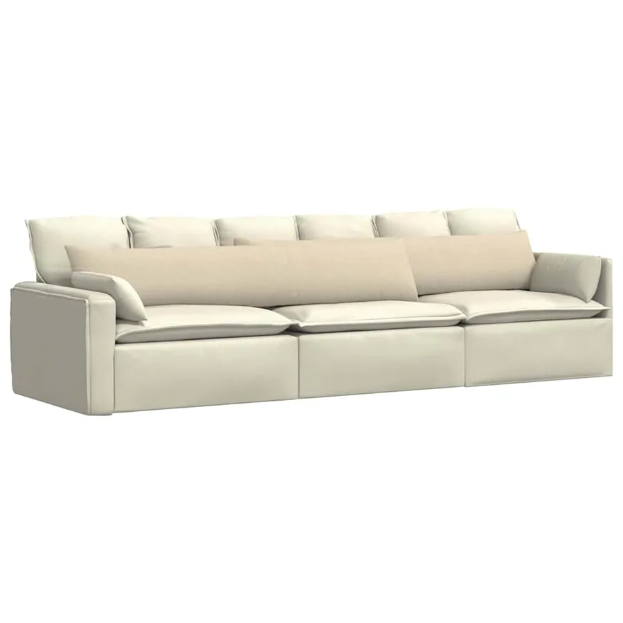 Coussins de canapé 2 pcs Crème 200 x 40 cm tissu - 3