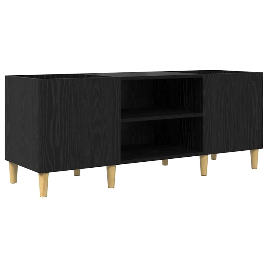 Meuble à vinyles Chêne noir 121 x 38 x 48 cm Bois d'ingénierie - 2