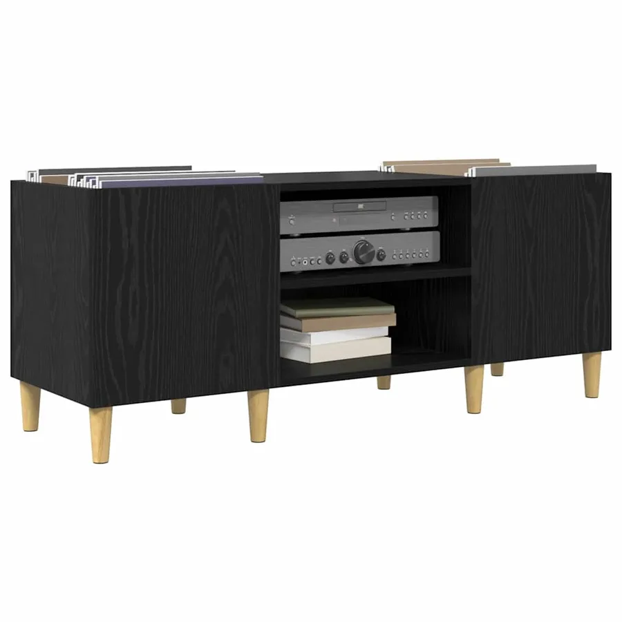 Meuble à vinyles Chêne noir 121 x 38 x 48 cm Bois d'ingénierie - 3