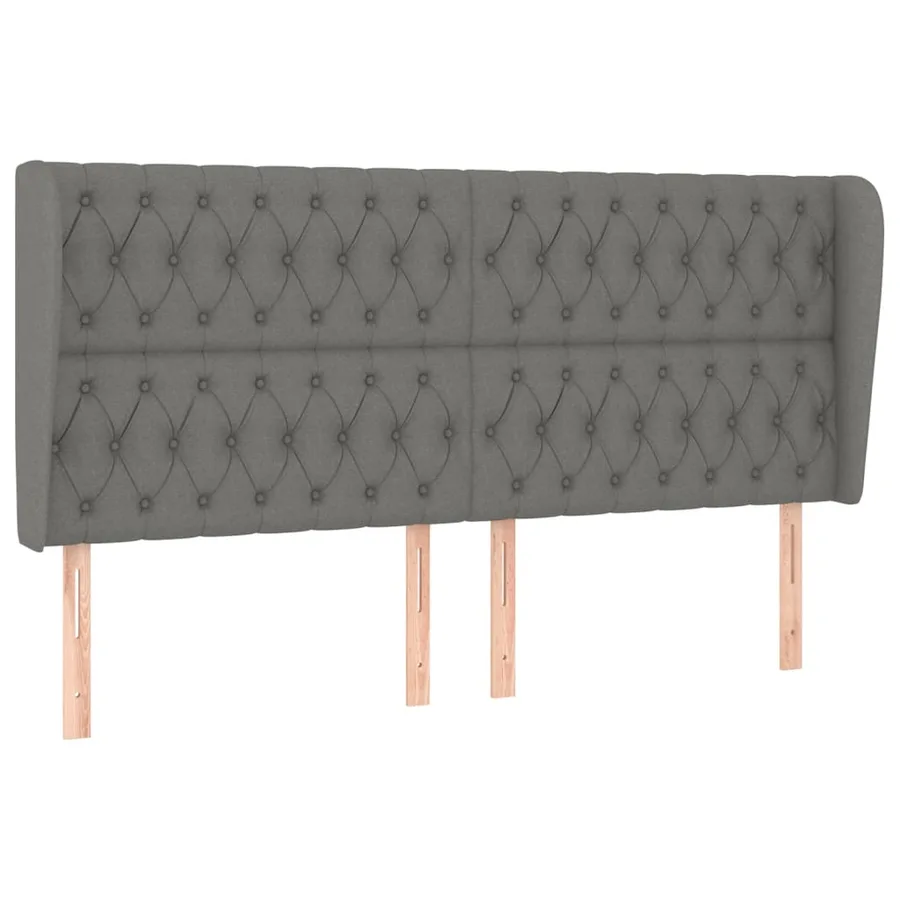 Tête de lit avec oreilles Gris foncé 203x23x118/128 cm Tissu - 2