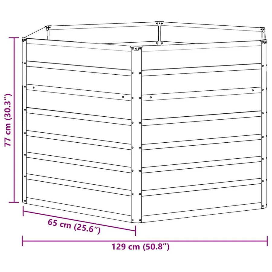 Jardin surélevé Marron Clair 129 x 129 x 77 cm Acier galvanisé - 12