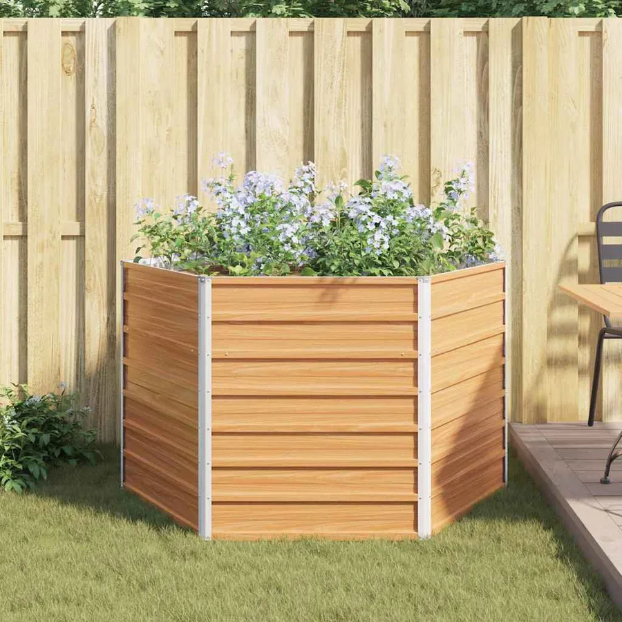 Jardin surélevé Marron Clair 129 x 129 x 77 cm Acier galvanisé - 4