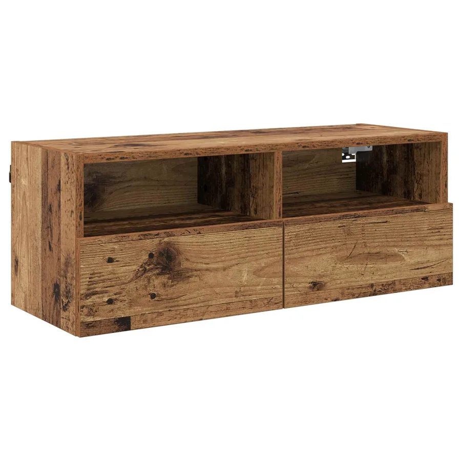 Meuble TV mural Bois Ancien 80 x 30 x 30 cm Bois d'ingénierie - 2