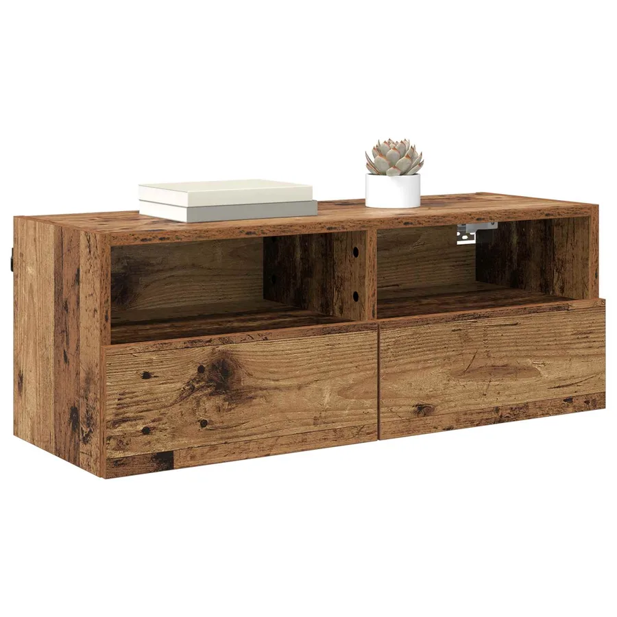 Meuble TV mural Bois Ancien 80 x 30 x 30 cm Bois d'ingénierie - 3