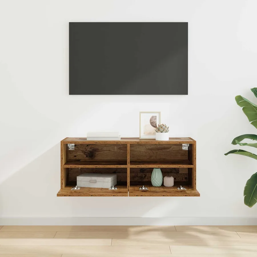 Meuble TV mural Bois Ancien 80 x 30 x 30 cm Bois d'ingénierie - 4