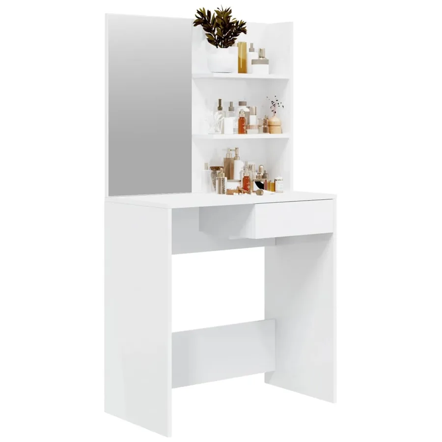 Coiffeuse avec miroir Blanc brillant 74,5x40x141 cm - 4