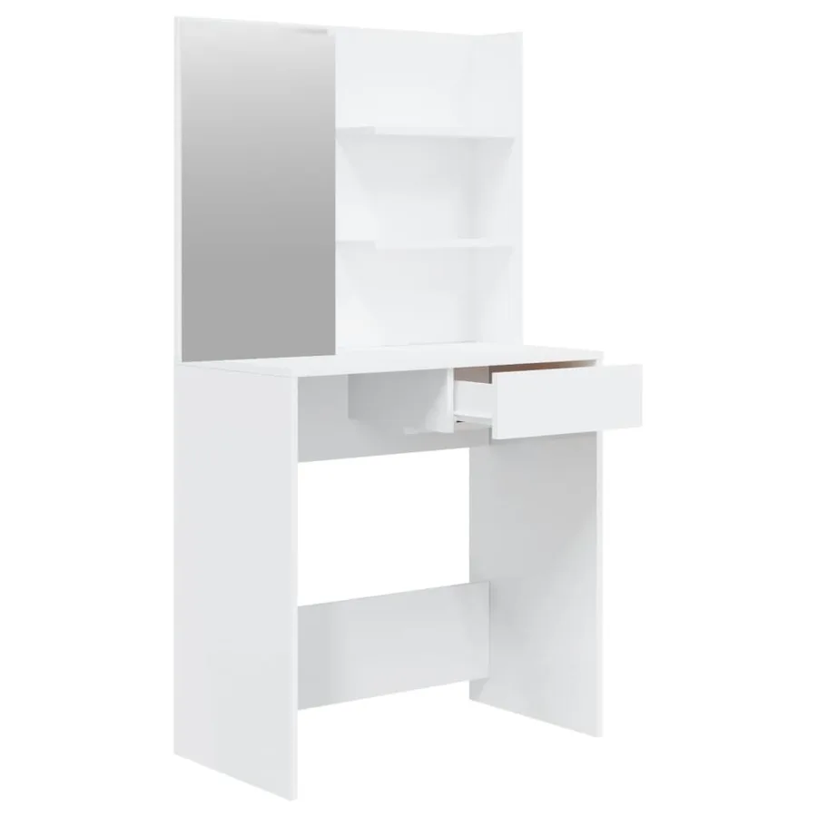 Coiffeuse avec miroir Blanc brillant 74,5x40x141 cm - 7