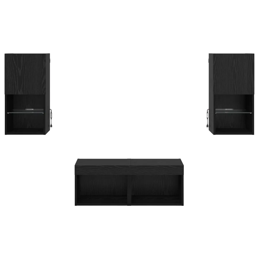 Meubles TV muraux 4 pcs Chêne noir Bois d'ingénierie - 9