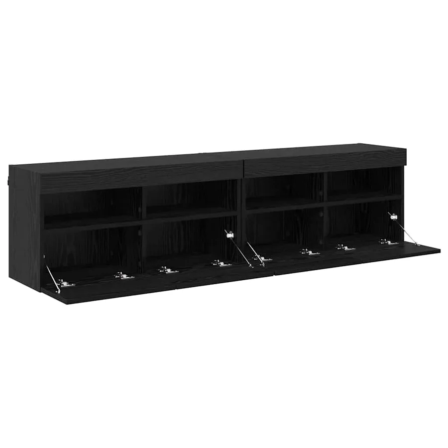 Meubles TV muraux avec LED 2 pcs Chêne noir 80 x 30 x 40 cm - 7
