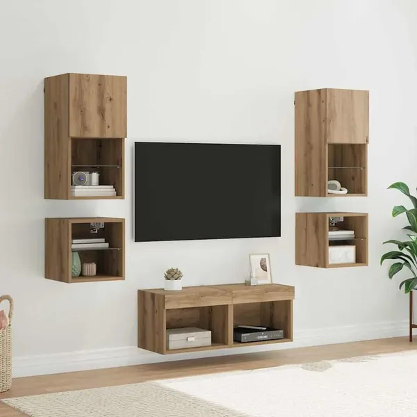 Meubles TV muraux 8 pcs Chêne artisanal Bois d'ingénierie