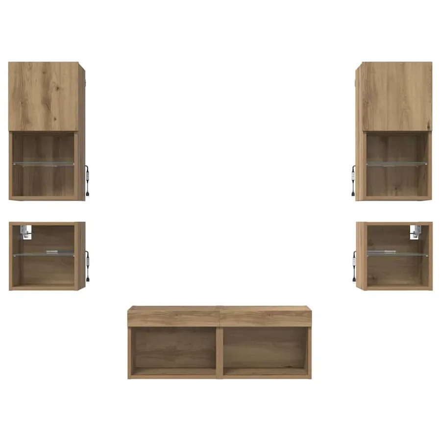 Meubles TV muraux 8 pcs Chêne artisanal Bois d'ingénierie - 8