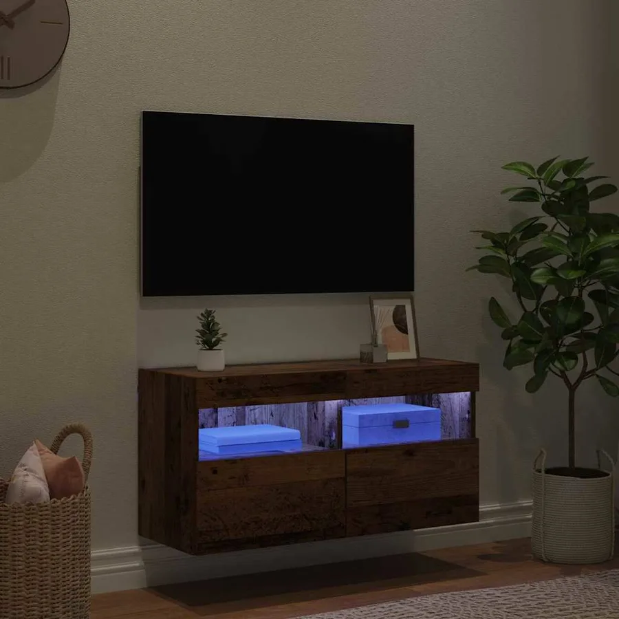 Meuble TV mural Bois Ancien 80 x 30 x 40 cm Bois d'ingénierie - 5