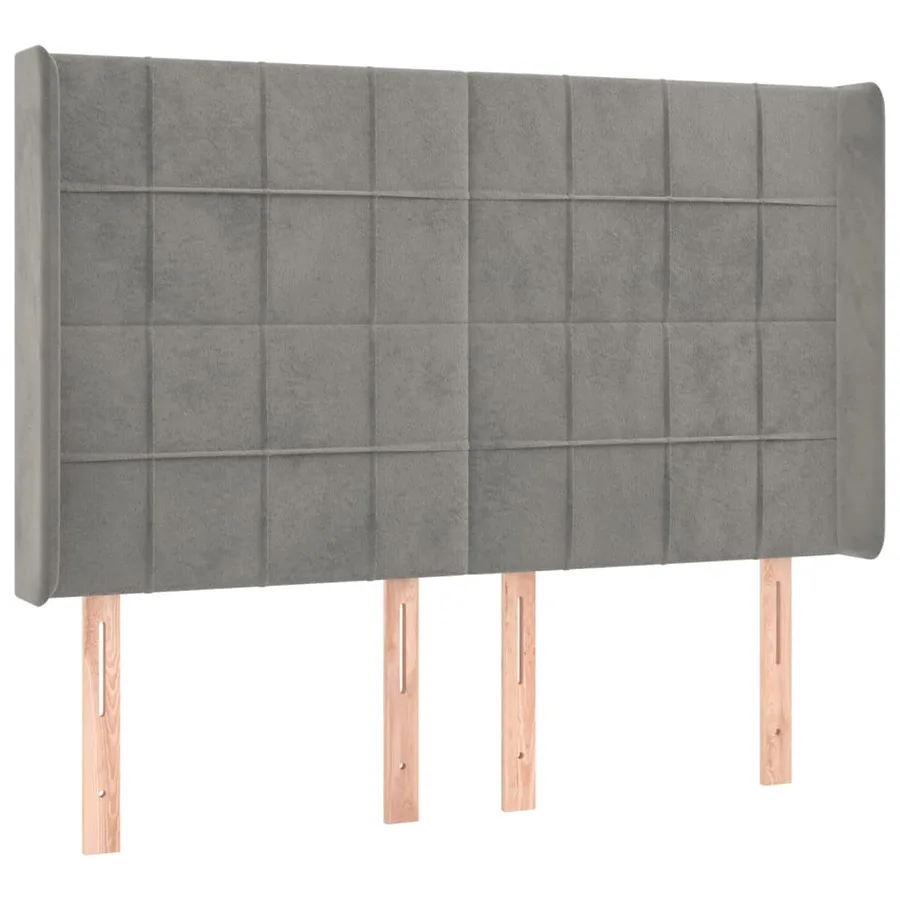 Tête de lit avec oreilles Gris clair 147x16x118/128 cm Velours - 2
