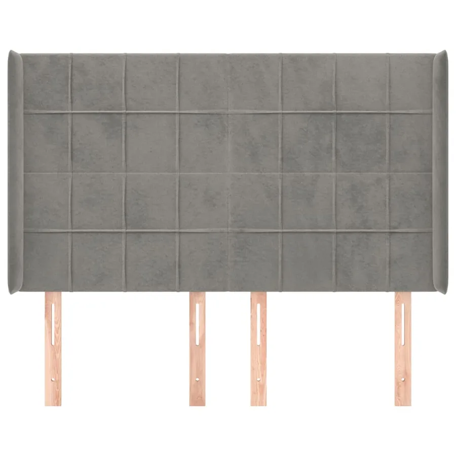 Tête de lit avec oreilles Gris clair 147x16x118/128 cm Velours - 3