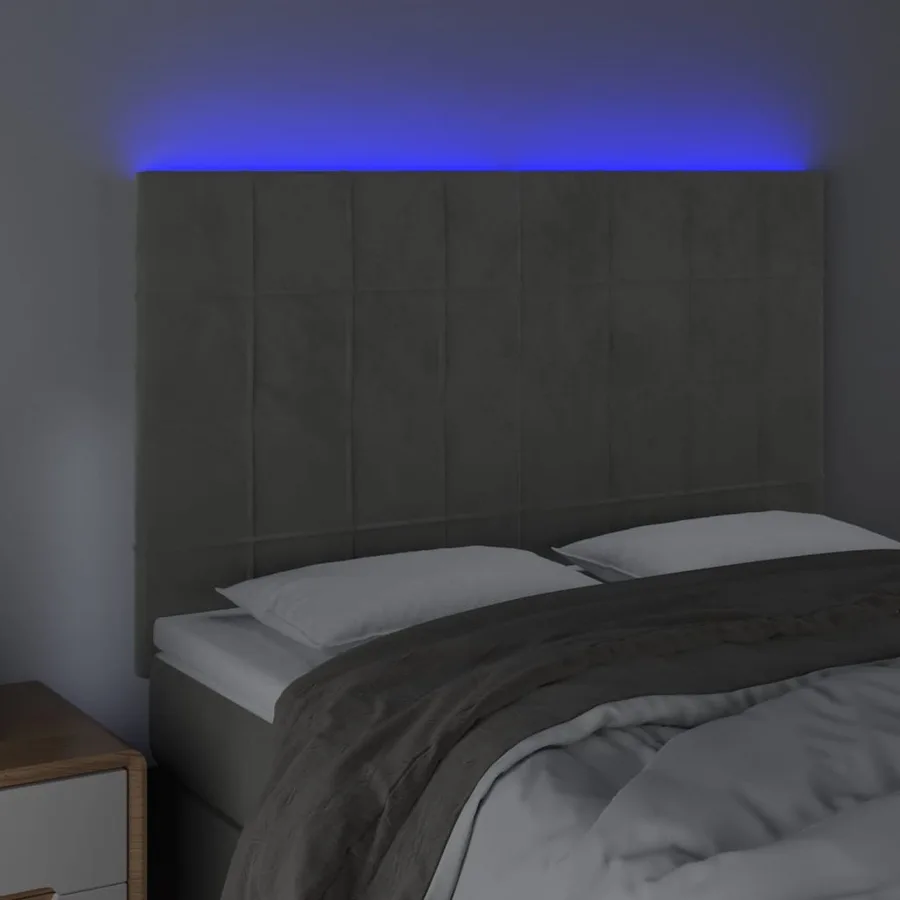 Tête de lit à LED Gris clair 144x5x118/128 cm Velours - 3
