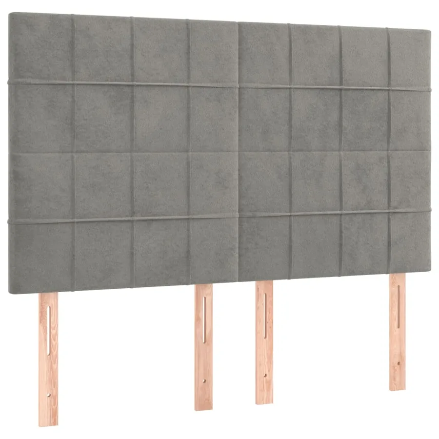 Tête de lit à LED Gris clair 144x5x118/128 cm Velours - 4