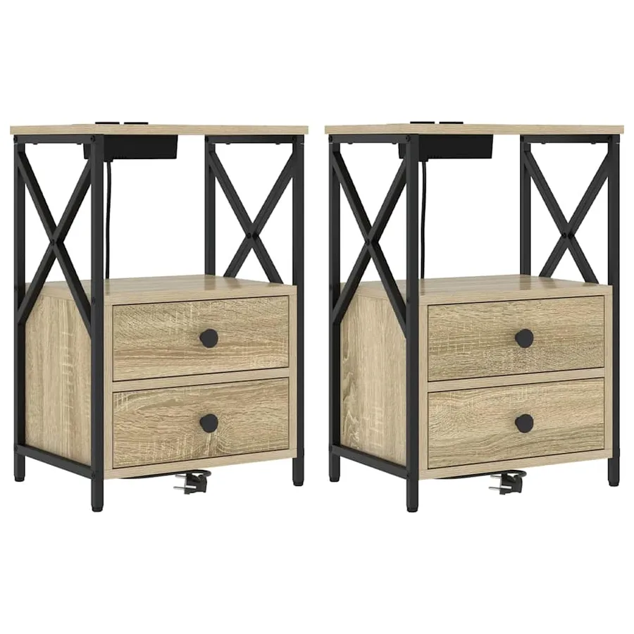 Cabinet de chevet 2 pcs Chêne Sonoma 40 x 31 x 60 cm - 2