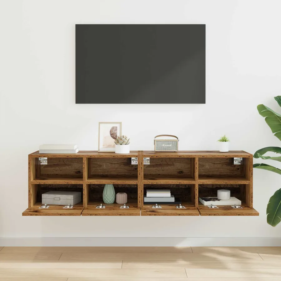 Meubles TV muraux 2 pcs Bois Ancien 60 x 30 x 30 cm - 4