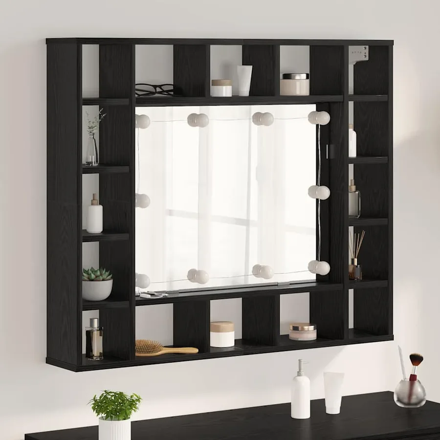 Armoire Miroir Chêne noir 91 x 15 x 76,5 cm Bois d'ingénierie