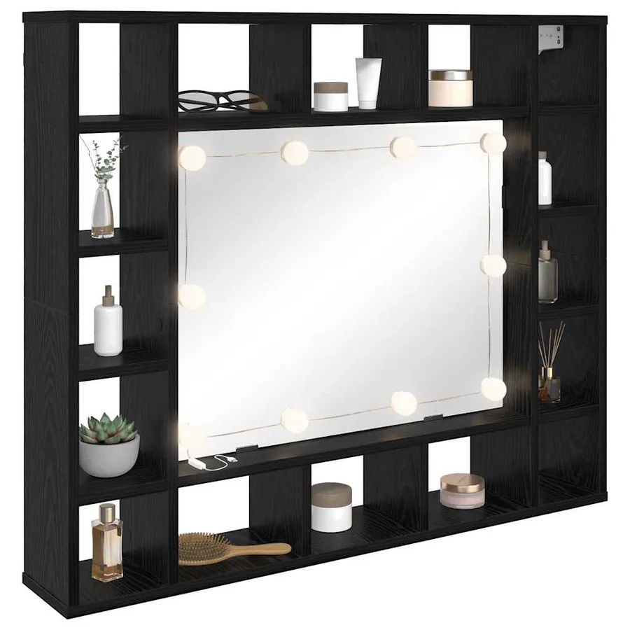 Armoire Miroir Chêne noir 91 x 15 x 76,5 cm Bois d'ingénierie - 3