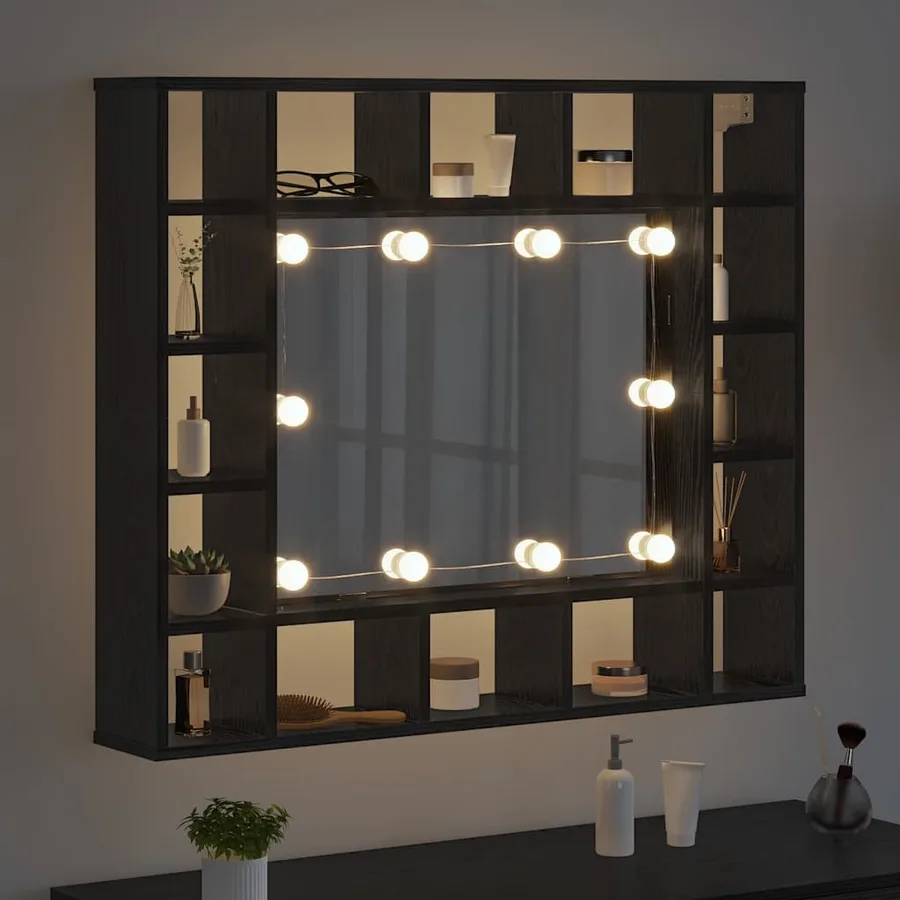Armoire Miroir Chêne noir 91 x 15 x 76,5 cm Bois d'ingénierie - 4