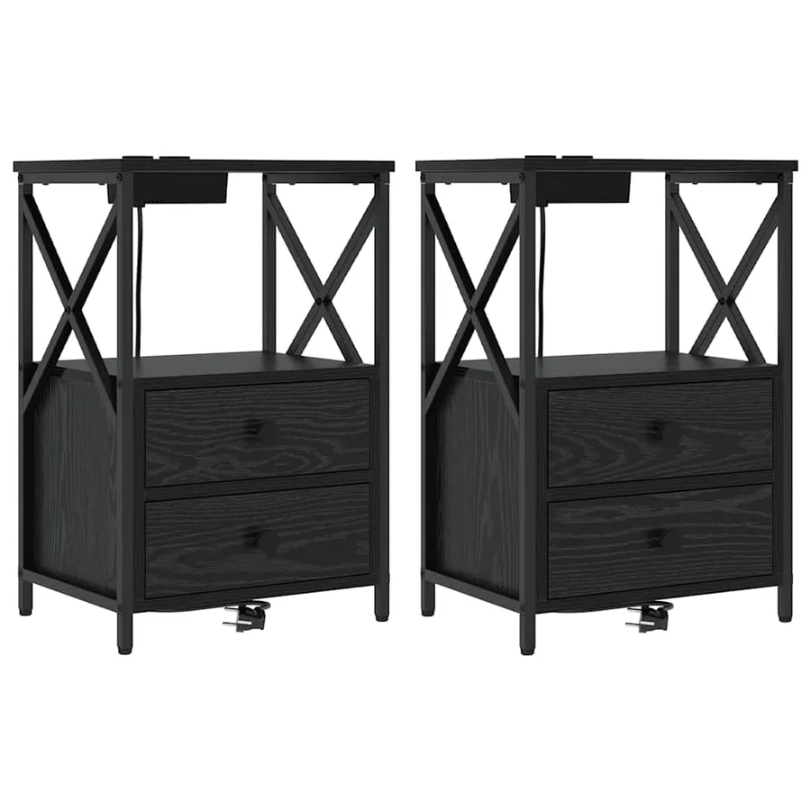 Cabinet de chevet avec tiroir 2 pcs Chêne noir 40 x 31 x 60 cm - 2