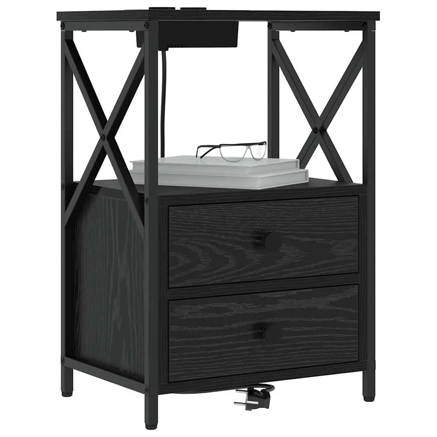 Cabinet de chevet avec tiroir 2 pcs Chêne noir 40 x 31 x 60 cm - 3