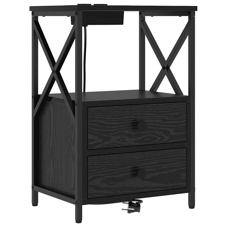 Cabinet de chevet avec tiroir 2 pcs Chêne noir 40 x 31 x 60 cm - 5