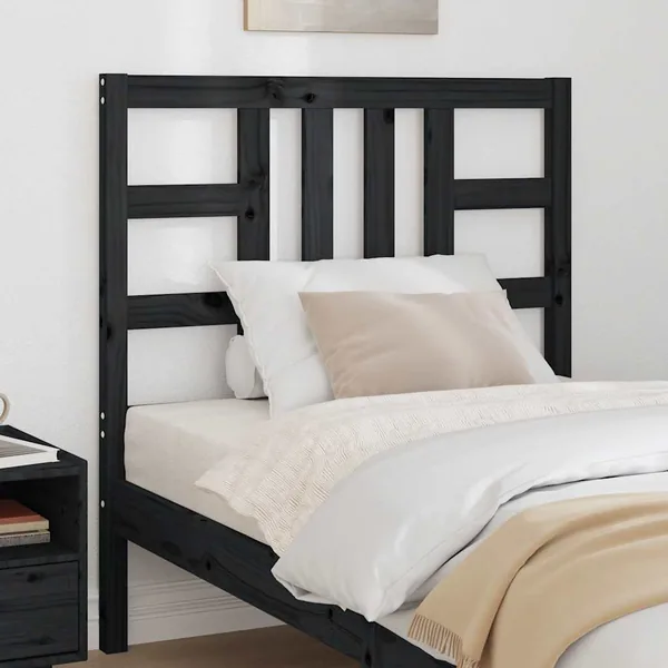 Tête de lit Noir 96x4x100 cm Bois massif de pin