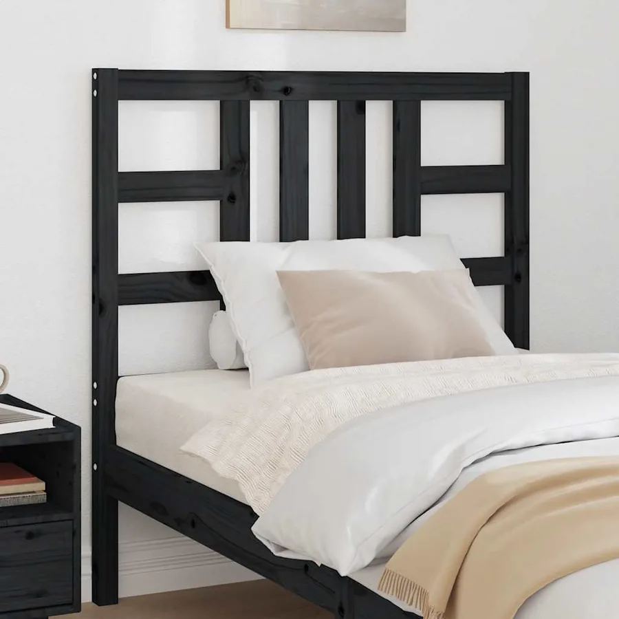 Tête de lit Noir 96x4x100 cm Bois massif de pin
