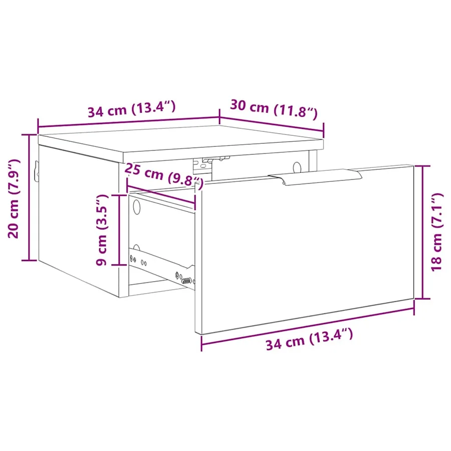 Cabinet de chevet avec tiroir 2 pcs Chêne noir 34 x 30 x 20 cm - 14