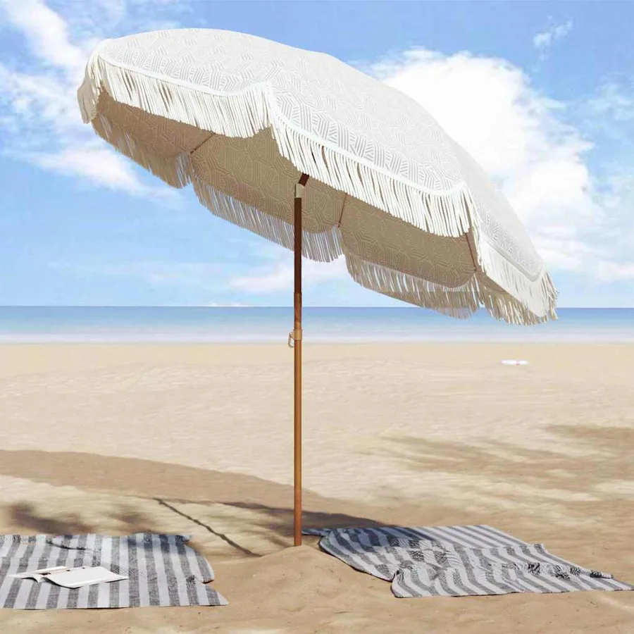 Parasol de plage Gris et blanc 205 x 205 x 210 cm - 3