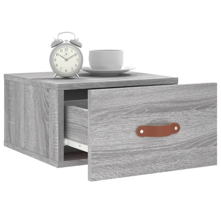 Table de chevet murale sonoma gris 35x35x20 cm - 10
