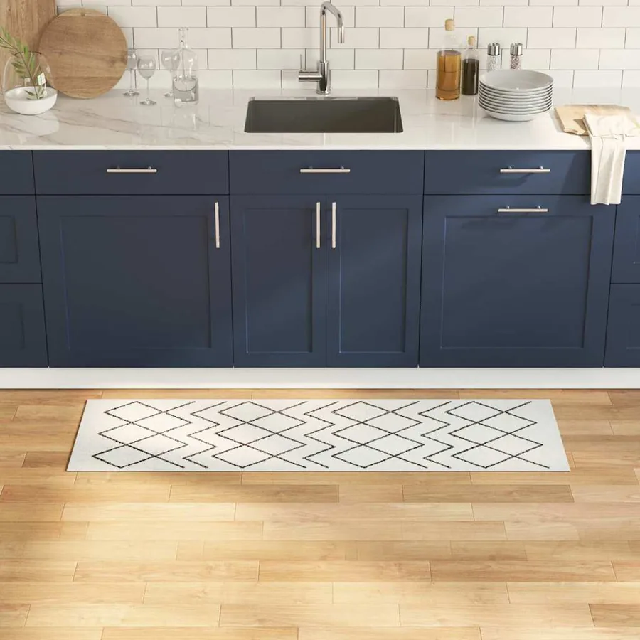 Tapis de Cuisine Blanc 150 x 45 cm Velours