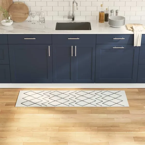 Tapis de Cuisine Blanc 150 x 45 cm Velours