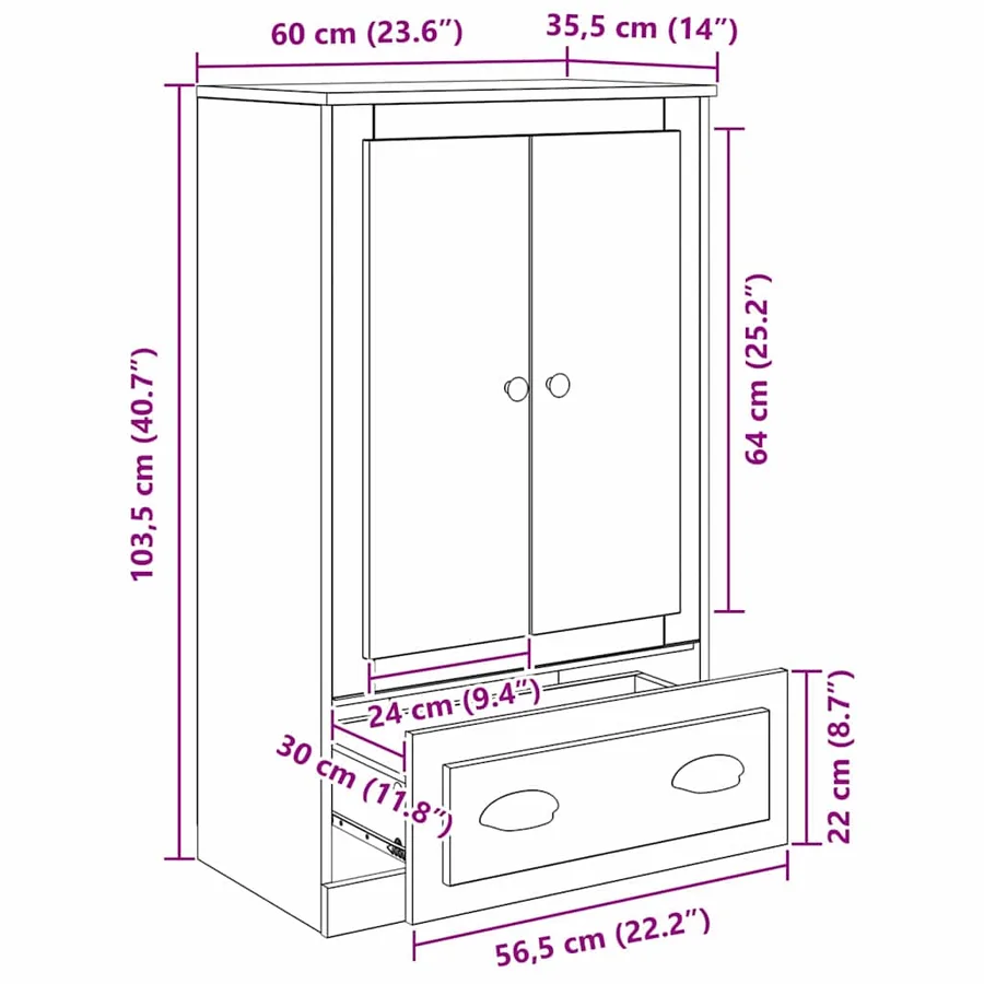 Haut Armoire Chêne noir 60 x 35,5 x 103,5 cm Bois d'ingénierie - 11