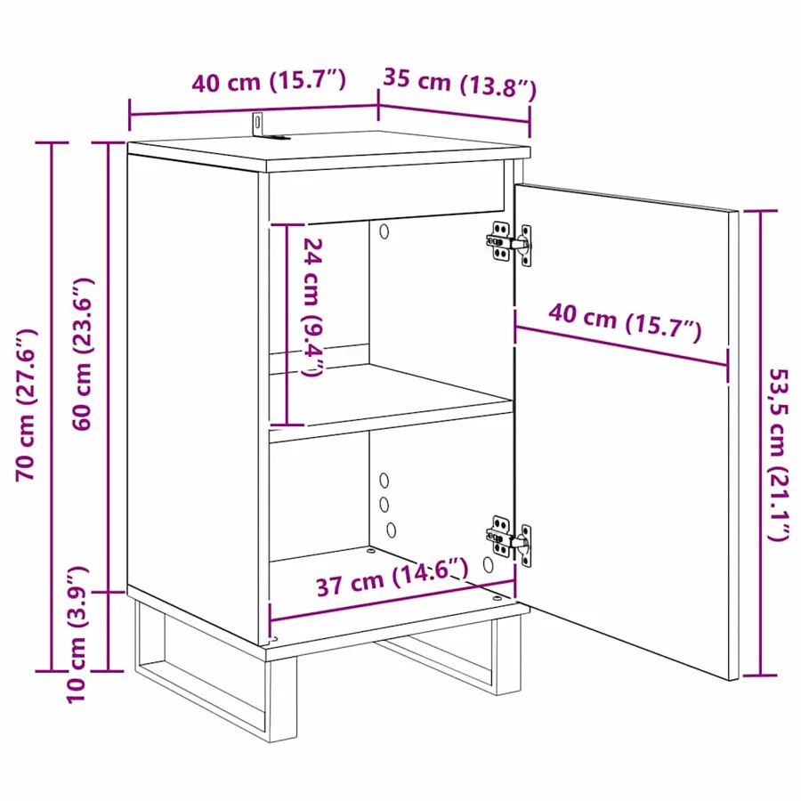 Buffet Bois ancien 40 x 35 x 70 cm Bois d'ingénierie - 15