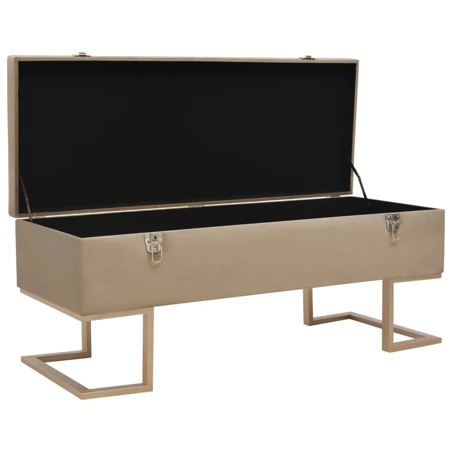 Banc avec compartiment de rangement 105 cm Beige Velours - 2