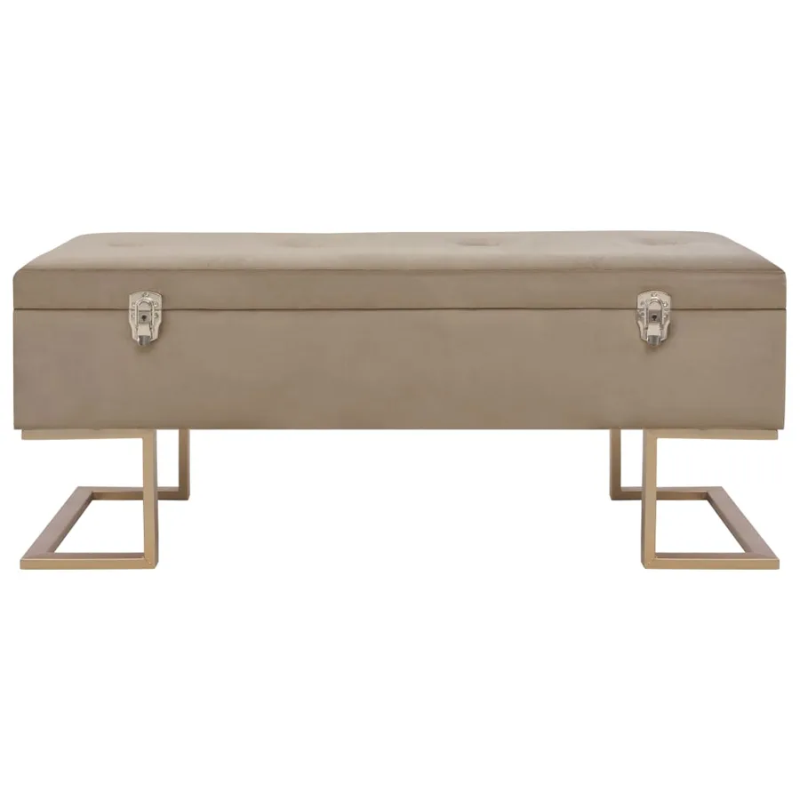 Banc avec compartiment de rangement 105 cm Beige Velours - 3