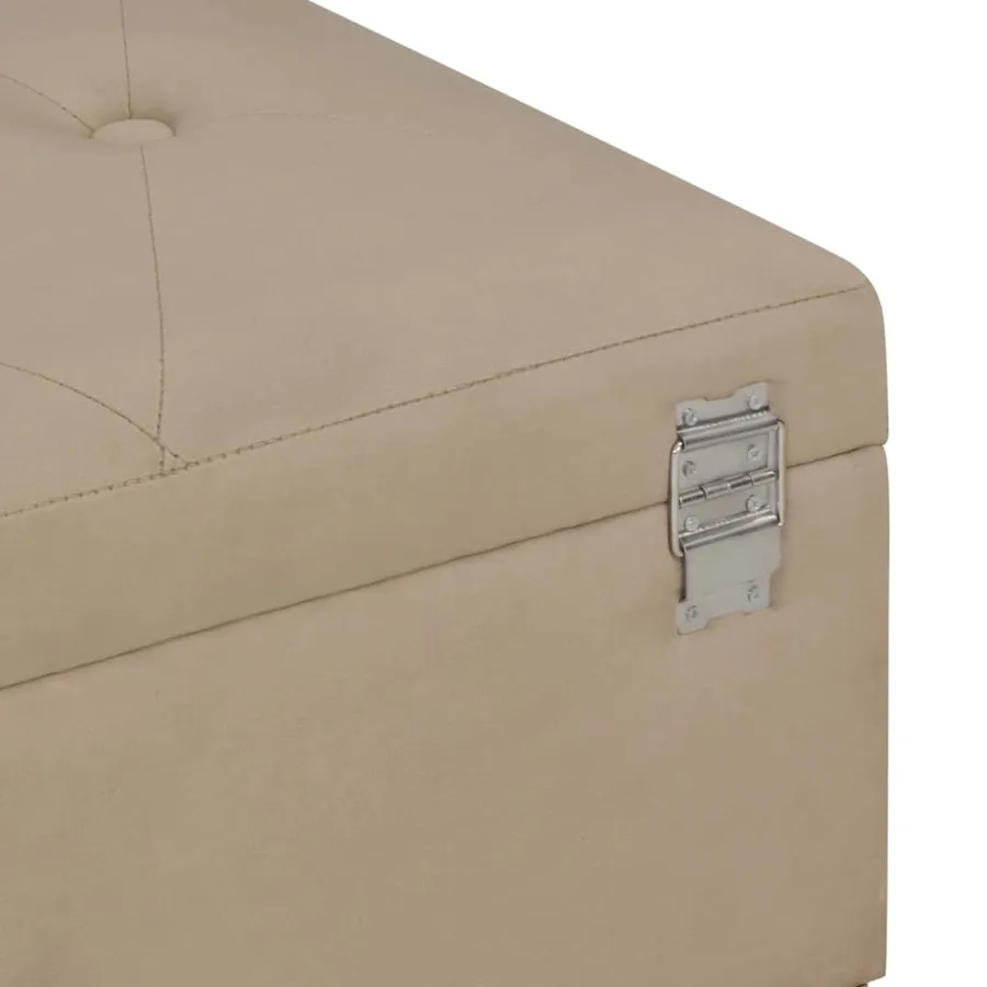 Banc avec compartiment de rangement 105 cm Beige Velours - 6