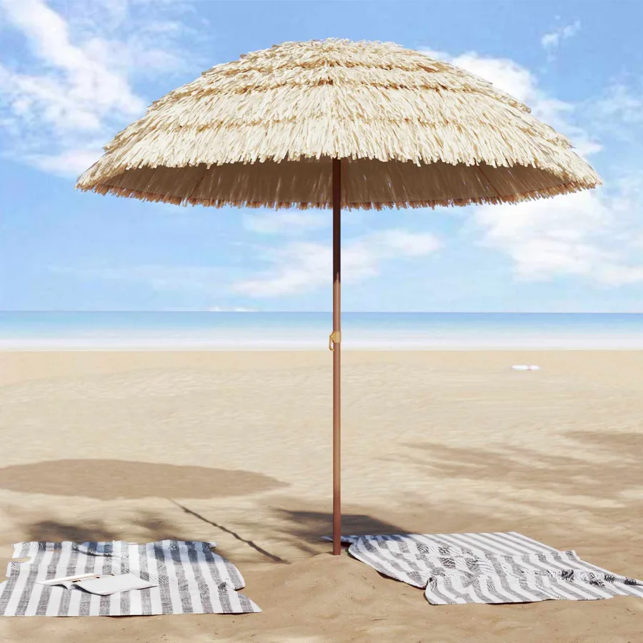 Parasol de plage Naturel 205 x 205 x 210 cm Polyester et Acier - 3