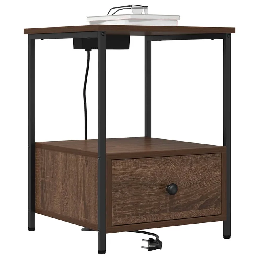 Cabinet de chevet avec tiroir 2 pcs Chêne brun 42 x 41 x 56 cm - 3