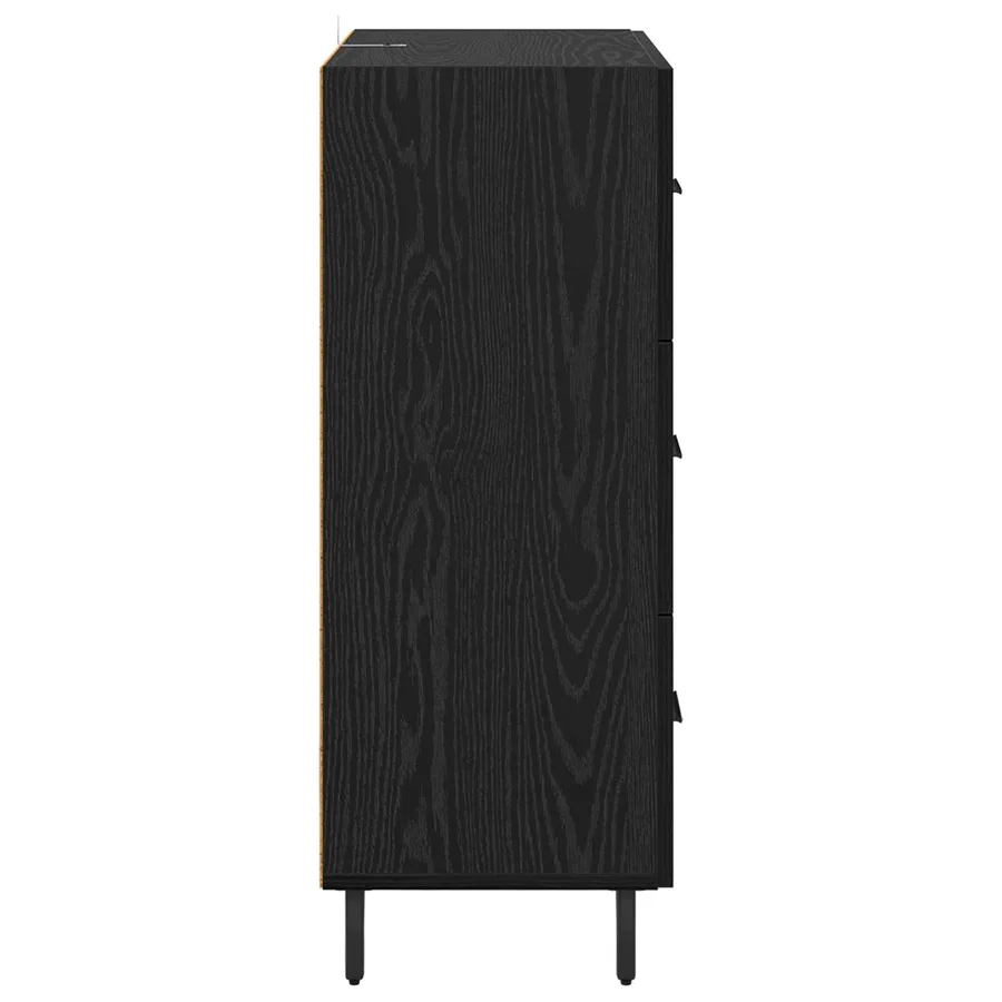 Buffet Chêne noir 69,5 x 34 x 90 cm Bois d'ingénierie et fer - 7