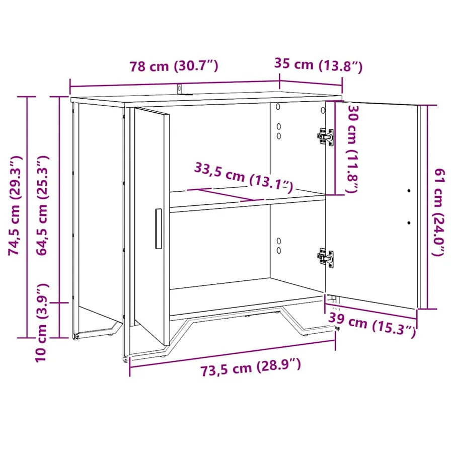 Buffet Bois ancien 78 x 35 x 74,5 cm - 11
