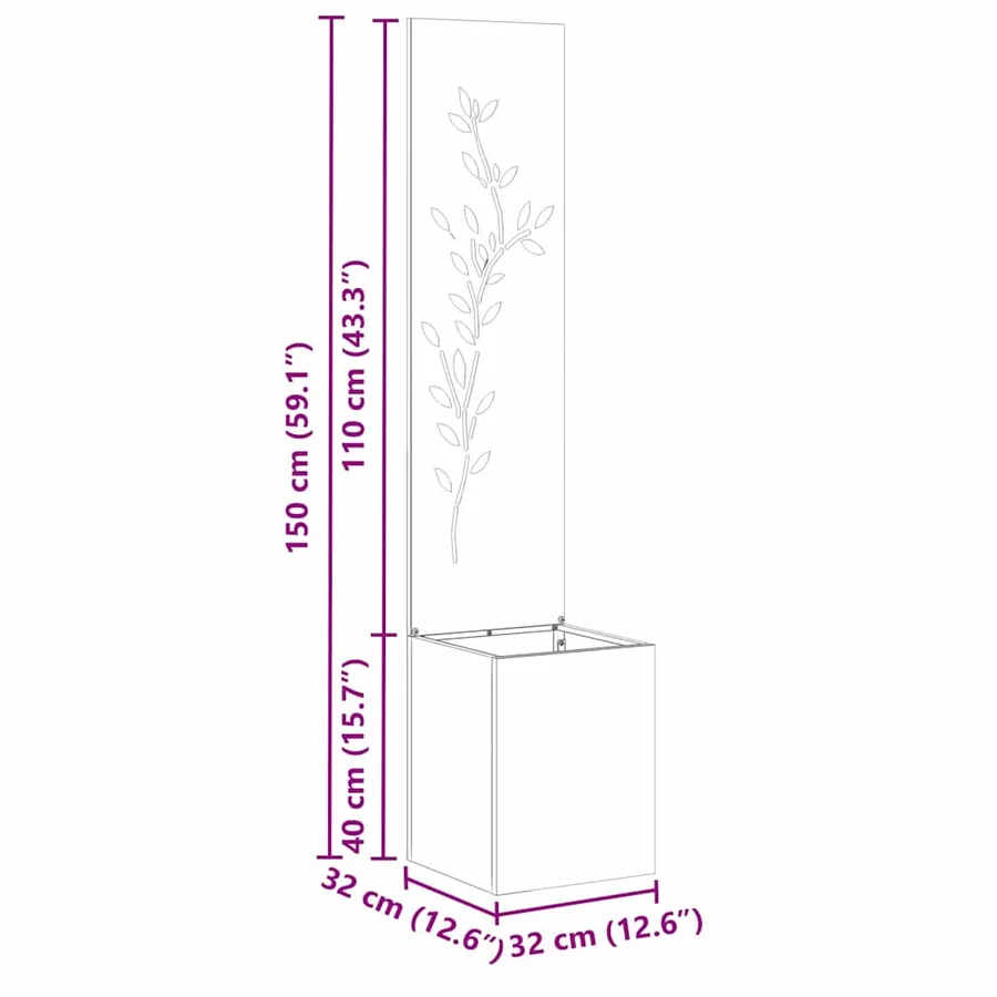 Écran de confidentialité de jardin Rouillé 32 x 32 x 150 cm - 14