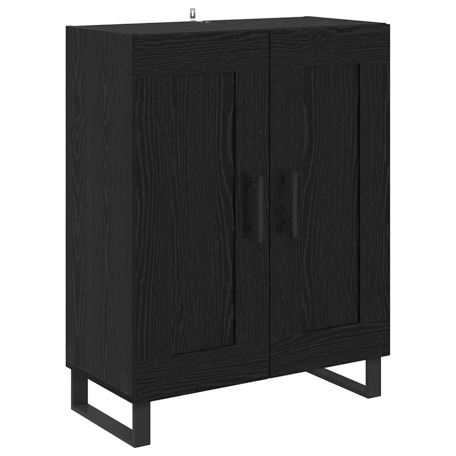 Buffet Chêne noir 69,5 x 34 x 90 cm Bois d'ingénierie et fer - 2