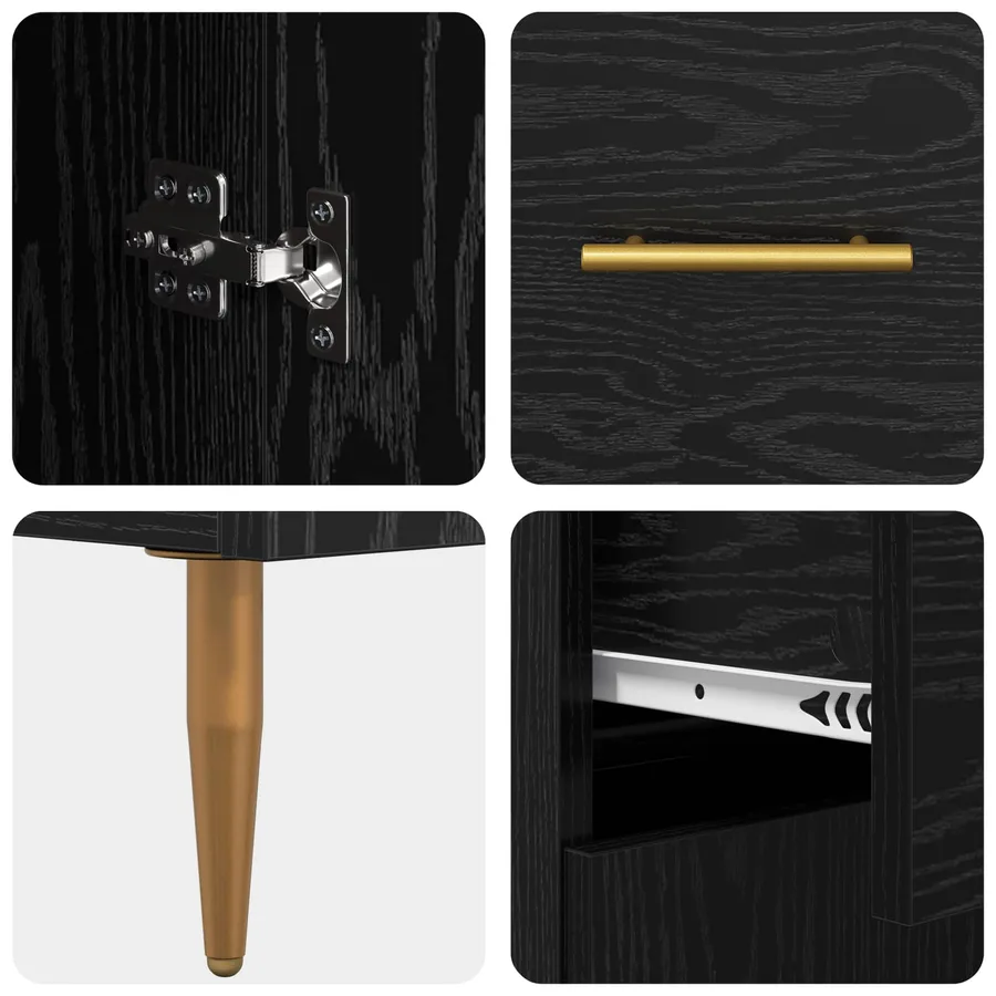Buffet Chêne noir 69,5 x 34 x 90 cm Bois d'ingénierie - 9
