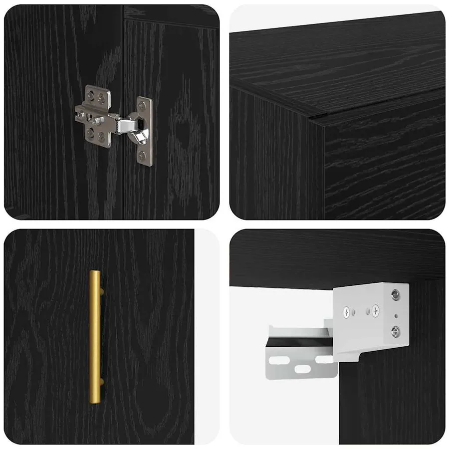Meuble mural Chêne noir 69,5 x 34 x 90 cm Bois d'ingénierie - 9