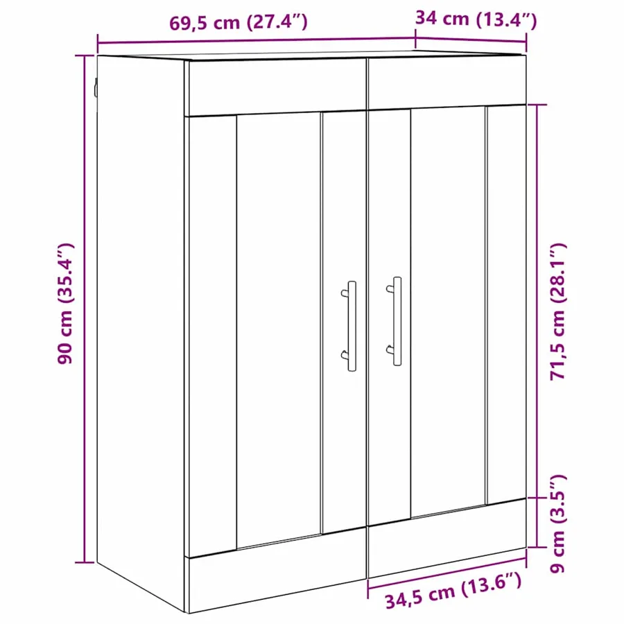 Meuble mural Bois Ancien 69,5 x 34 x 90 cm Bois d'ingénierie - 11