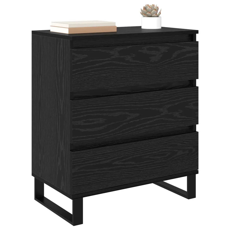 Buffet avec tiroir Chêne noir 60 x 35 x 70 cm Bois d'ingénierie - 3